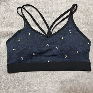 ZYIA Navy and Gold Moon-Print Sports Bra